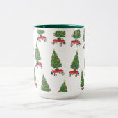 Wagon Christmas Tree Zweifarbige Tasse (Mittel)