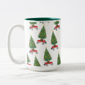 Wagon Christmas Tree Zweifarbige Tasse (Links)