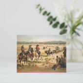 Wagon Train Vintage-Gemälde Postkarte (Stehend Vorderseite)