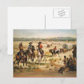 Wagon Train Vintage-Gemälde Postkarte (Vorne/Hinten)