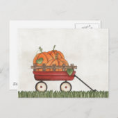 Wagon voll von Pumpkins Postkarte (Vorne/Hinten)