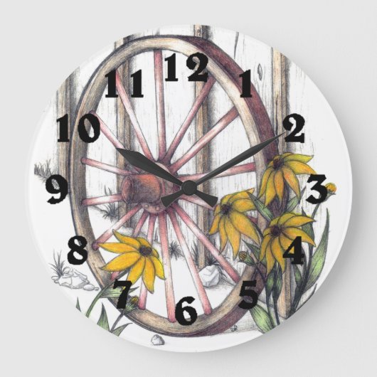 Wagon Wheel Clock Große Wanduhr (Vorderseite)