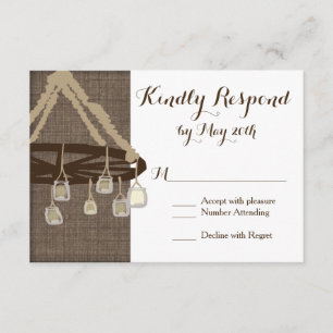 Wagon Wheel Mason Jar Chandelier Wedding RSVP