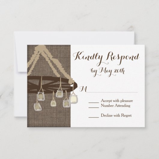 Wagon Wheel Mason Jar Chandelier Wedding RSVP (Vorderseite)