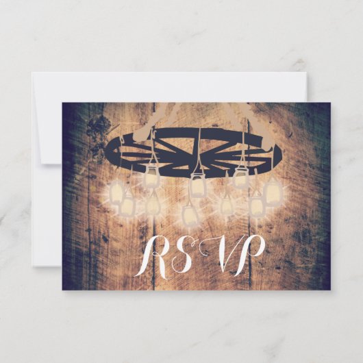 Wagon Wheel Mason Jar Chandelier Wedding RSVP (Rückseite)