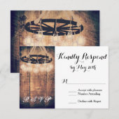 Wagon Wheel Mason Jar Chandelier Wedding RSVP Karte (Vorne/Hinten)