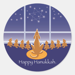 WagsToWish_Menorah-Hunde Runder Aufkleber