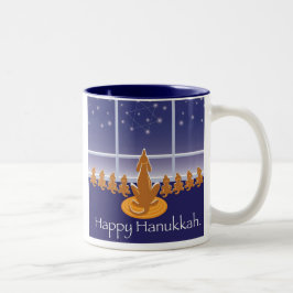 WagsToWishes_Menorah Hunde Zweifarbige Tasse