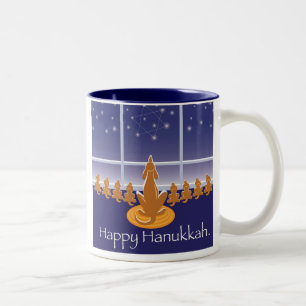 WagsToWishes_Menorah Hunde Zweifarbige Tasse