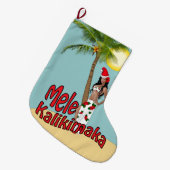 Wahine Button-oben Mele Kalikimaka Großer Weihnachtsstrumpf (Vorderansicht (hängend))