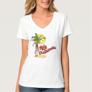 Wahine Button-oben Mele Kalikimaka WeihnachtsT - T-Shirt