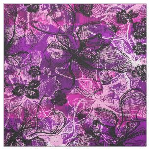 Wahine Lace Hawaiian Orchid Collage Stoff