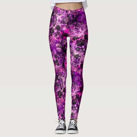 Wahine Lace Hawaiian Tropical Orchid Leggings (Vorderseite)