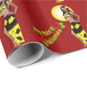 Wahine Pinup Mele Kalikimaka Packpapier (Rolleneckpunkt)