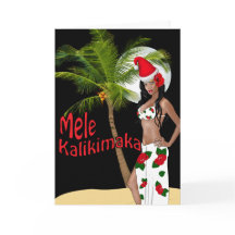 Wahine Pinup Mele Kalikimaka Weihnachtskarten 00