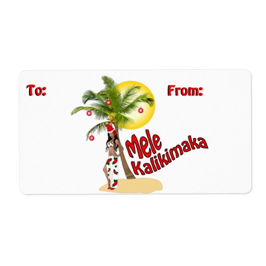 Wahine Pinup Weihnachtsgeschenke Tag Labels (Vorne)