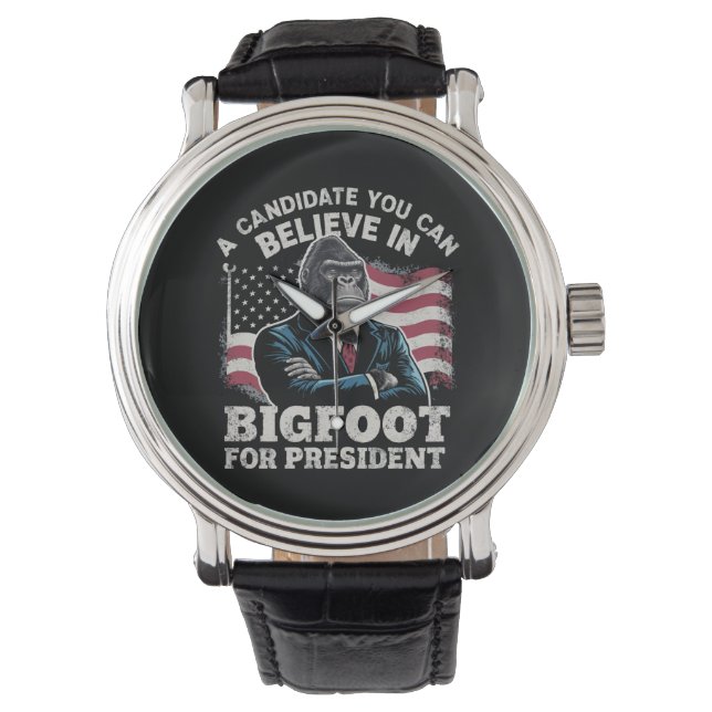 Wahl 2024 Funny Vote Sasquatch USA Armbanduhr (Vorderseite)
