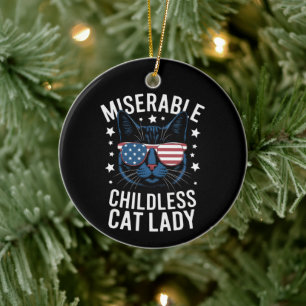 Wahl 2024 Kinderlose Katzenlady Feministische Abst Keramik Ornament