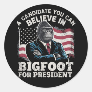 Wahl 2024 Lustige Stimme Sasquatch USA Runder Aufkleber