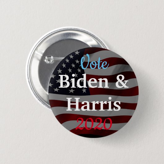 Wahl Biden und Harris American Flag 2020 Button (Vorne & Hinten)