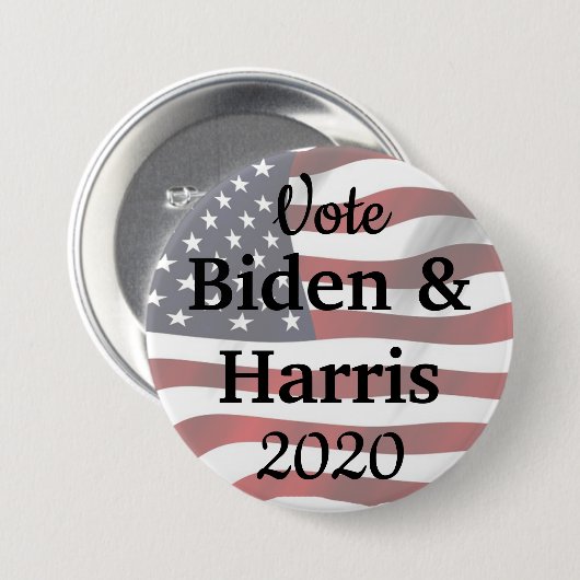 Wahl Biden und Harris American Flag 2020 Button (Vorne & Hinten)