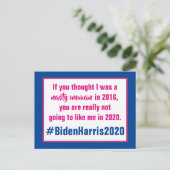 Wahl der ekligen Frau Biden Harris 2020 Postkarte (Stehend Vorderseite)