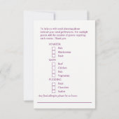 Wahl des Hochzeitsmahles lila florale Antwortkarte RSVP Karte (Rückseite)