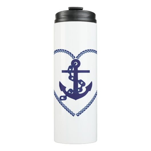 Wahl des Navy Blue Nautical Anchor Sailor Thermosbecher (Vorderseite)