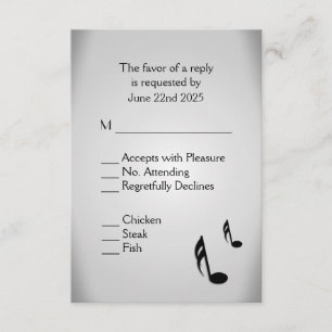 Wahl des "Silver Music Wedding Menu"-UAWG RSVP Karte