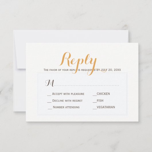 Wahl des UAWG für Hochzeitsmahlzeiten in Beige RSVP Karte (Vorderseite)