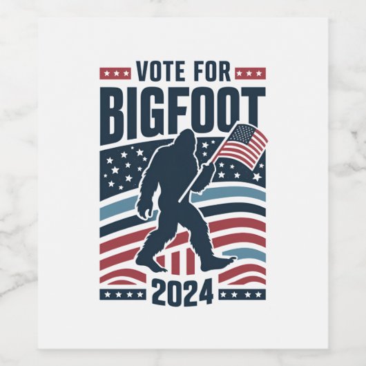 Wahl für Bigfoot 2024 Sasquatch Weinetikett (Einzelnes Label)