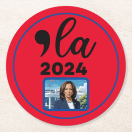 Wahl Kamala Harris 2024 Funny Anti Trump Runder Pappuntersetzer