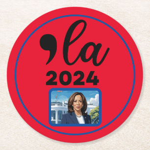 Wahl Kamala Harris 2024 Funny Anti Trump Runder Pappuntersetzer