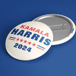 Wahl Kamala Harris 2024 Pinback Button<br><div class="desc">Einfache Moderne Blau und Rot auf Elfenbein Weiß Stimme Kamala Harris 2024 Wahl Wechselrunde Taste Button</div>