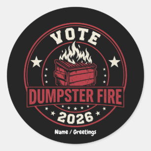 Wahl-Müllcontainer-Feuer 2026 Satirische Politisch Runder Aufkleber