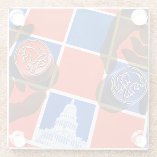 Wahl-Schachbrett Glasuntersetzer (Rückseite)