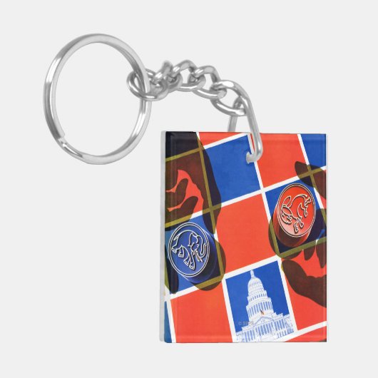 Wahl-Schachbrett Schlüsselanhänger (Vorderseite links)