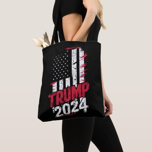 Wahl TRUMP 2024 Vintage Flagge der USA Tasche (Von Nahem)