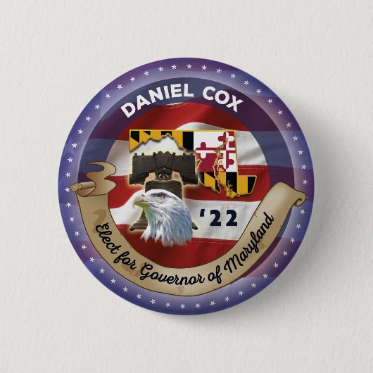 Wahl von Daniel Cox zum Gouverneur von Maryland Button (Vorderseite)