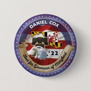 Wahl von Daniel Cox zum Gouverneur von Maryland Button