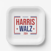 Wahl von Harris Walz Pappteller (Vorderseite)