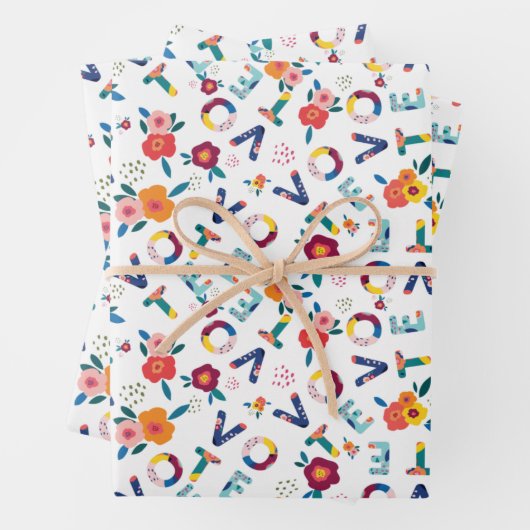 Wahl Whimsischer floraler Aktivist Blau Gelb Rosa Geschenkpapier Set (Beispiel)