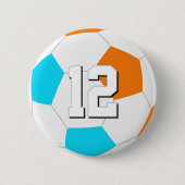 Wähle BELIEBIGE Teamfarben mit Trikotnummer Fußbal Button (Vorderseite)