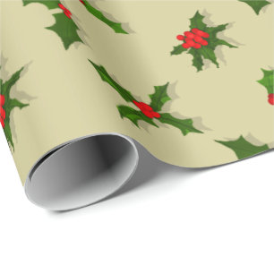 Wähle Farbe/ Weihnachtsferien Stechpalmenbeeren Geschenkpapier