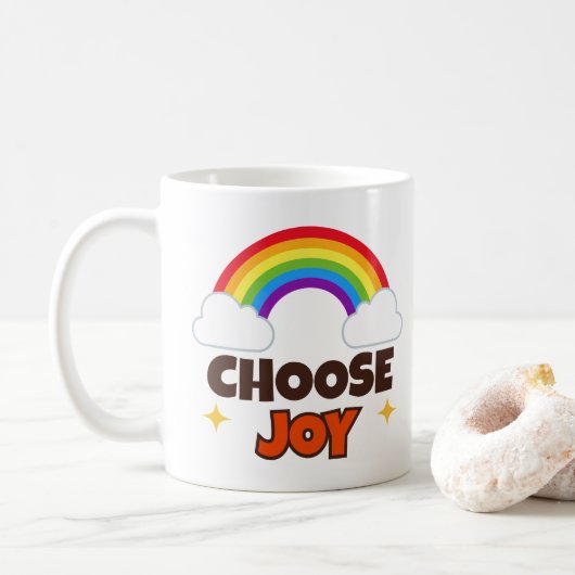 Wähle Freude - Regenbogen-Tasse Kaffeetasse (Mit Donut)