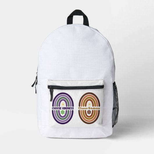 Wähle Freundlichkeit. Machen Sie die Welt zum Moto Bedruckter Rucksack (Vorderseite)