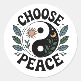 Wähle Frieden Yin-Yang Aufkleber