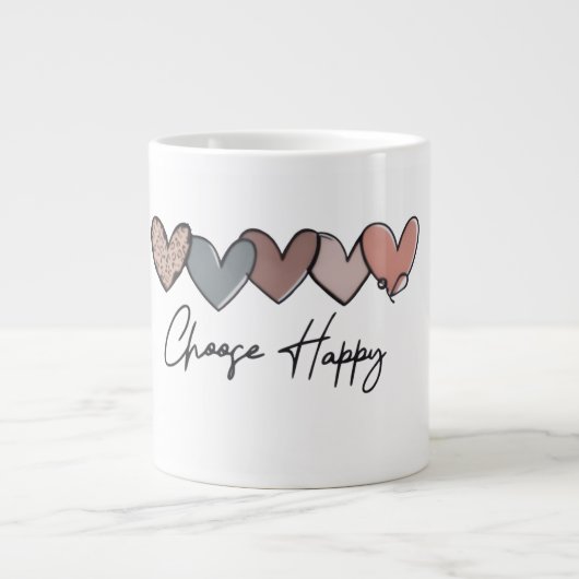 Wähle Happy Heart Mug Design Jumbo-Tasse (Vorderseite)