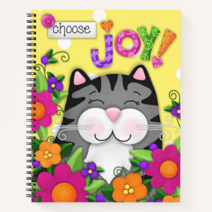 "Wähle Joy!" Farbenfrohe Cat Custom Spirale Journ Notizblock