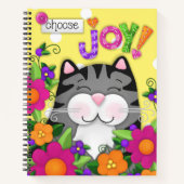 "Wähle Joy!" Farbenfrohe Cat Custom Spirale Journa Notizblock (Vorderseite)